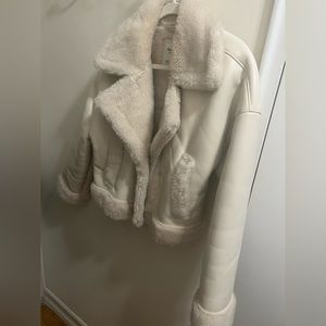 Abercrombie ivory crop fur coat